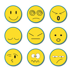 Fototapeta premium Set of emotion face icons on white background