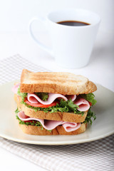breakfast table with sandwich