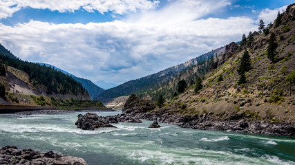 A turbulent section of the Fraser River as it winds its way through the Fraser Canyon to the Pacific Ocean