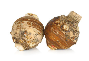 Taro on white background