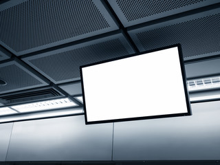 Blank LCD Screen display mock up banner in Subway station
