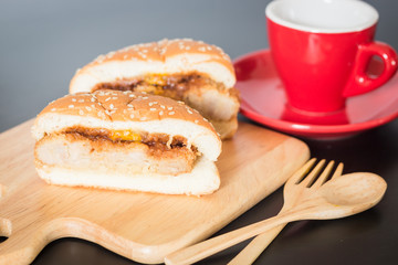 Delicious deep fried pork burger