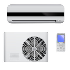 Fototapeta premium Air conditioner - indoor, outdoor and remote control