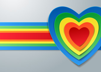 Colorful Hearts Cut from Paper