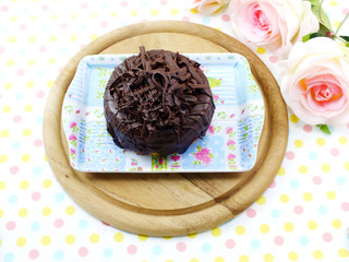 donut-cronut with chocolate flavor selective focus delicious sweet dessert