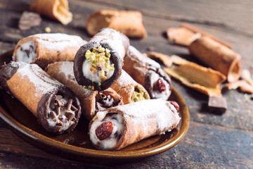 Sweet homemade cannoli