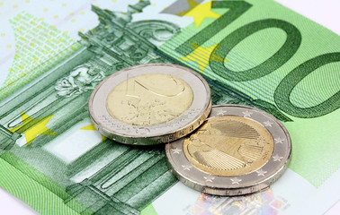 Euro banknotes and coins currency of Europe