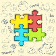 Stylish creative business infographic elements with puzzle.