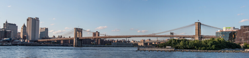 Panoramic View Brooklyn Bridge and Skyline