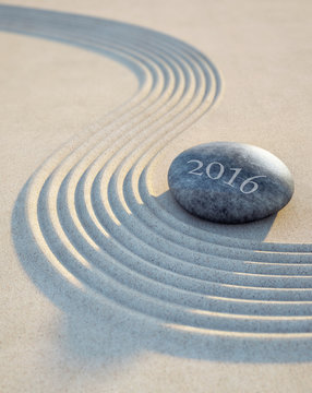 2016 - Stein und Wellen im Sand