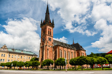 Fototapeta na wymiar Cathedral in Vrchlabi, Czech republic