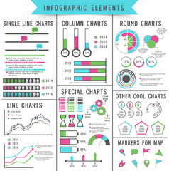Set of different infographic elements for business.