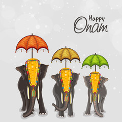 Elephants for Happy Onam festival celebration.