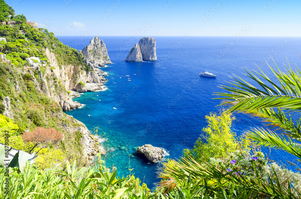 Wall mural faraglioni on capri island, italy.