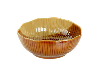 Brown bowl isolated on the white background