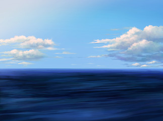 Obraz premium 大海原イラスト 朝