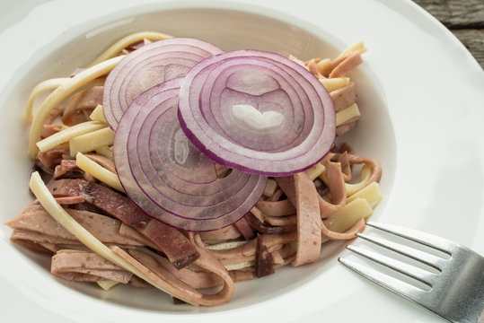 Nahaufnahme Wurstsalat