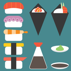 Vector sushi icon set