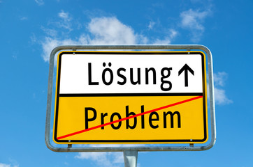 Obraz premium Ortstafel Lösung/Probleme