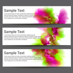 Three banners. Explosion of color on white background.