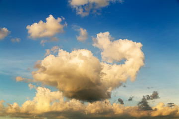 Sunrise cloud sky blue background.