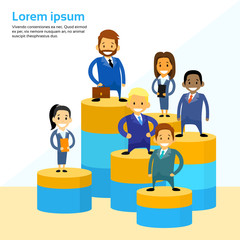 Business People Standing Financial Circle Graph