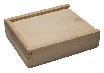 Small raw wooden box for small items isolated on white background. No shadow.