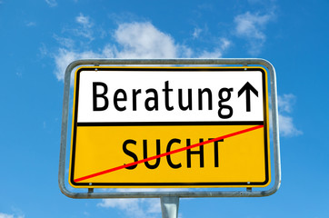 Ortsschild Beratung/Sucht
