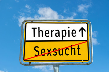 Ortsschild Therapie/Sexsucht
