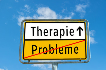 Obraz premium Ortsschild Therapie/Probleme