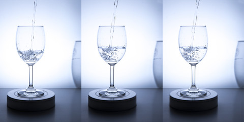 Water is poured into a glass