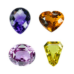 Bright gems on a white background