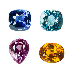 Bright gems on a white background