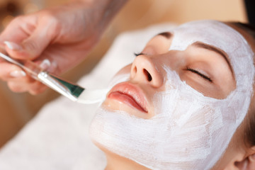 Obraz na płótnie Canvas Attractive woman having mask in spa salon 