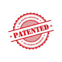 Patented grunge retro red isolated stamp