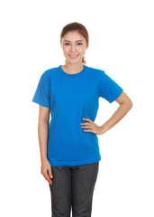young beautiful female with blank t-shirt