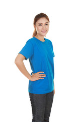 young beautiful female with t-shirt (side view)