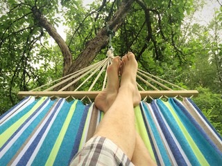 relaxing in hammock.