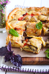 Eggplant, tomato and mozzarella tart