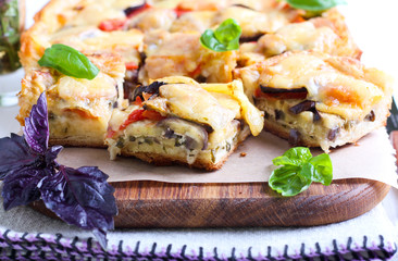 Eggplant, tomato and mozzarella tart