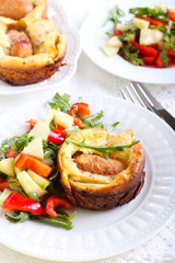 Sausage and apple Toad  in  the hole