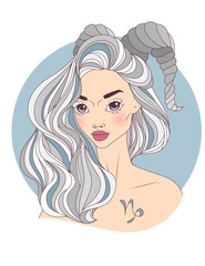 Vector illustration of capricorn zodiac sign as a beautiful girl