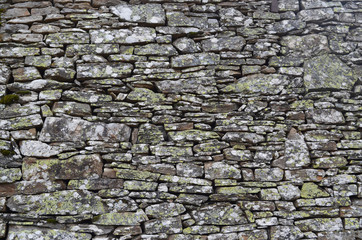 Mur en pierre, granit - village de Lozère