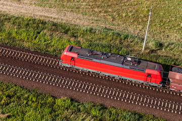 aerial view of the train and railway track