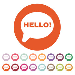 The hello icon. Greet and hi symbol. Flat