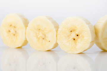 Banana slices isolated on a white