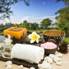 Spa elements with Beautiful natural background