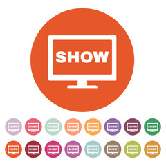 The tv show icon. Television and telly, telecasting, broadcast symbol. Flat
