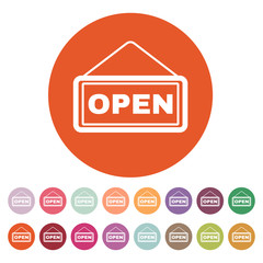 The open sign icon. Input and entrance symbol. Flat