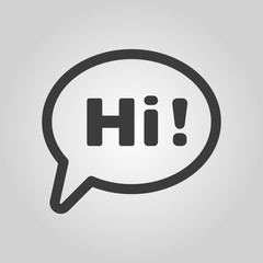 The hi icon. Greet and hello symbol. Flat